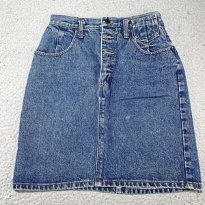 Vintage Gap Skirt Womens 7/8 Blue Denim Knee Length Pencil Button Front 90s
